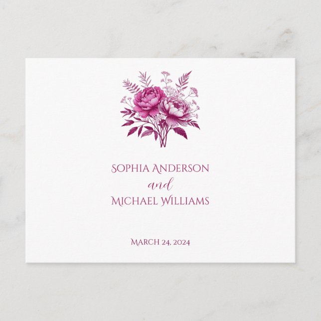 Wasserfarbe Magenta Peony-UAWG Wedding - Postkarte (Vorderseite)