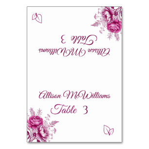 Wasserfarbe Magenta Peony-Vegetarian-Wedding- Tischnummer