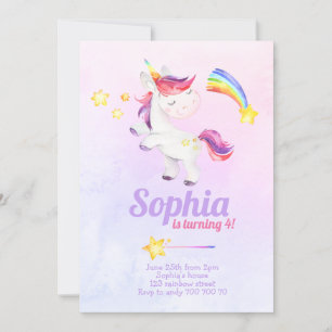 Wasserfarbe Magische Einhorn Rainbow Pastel Geburt Einladung
