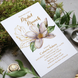 Wasserfarbe Magnolia Lila Blumenkohl Bridal Brunch Einladung