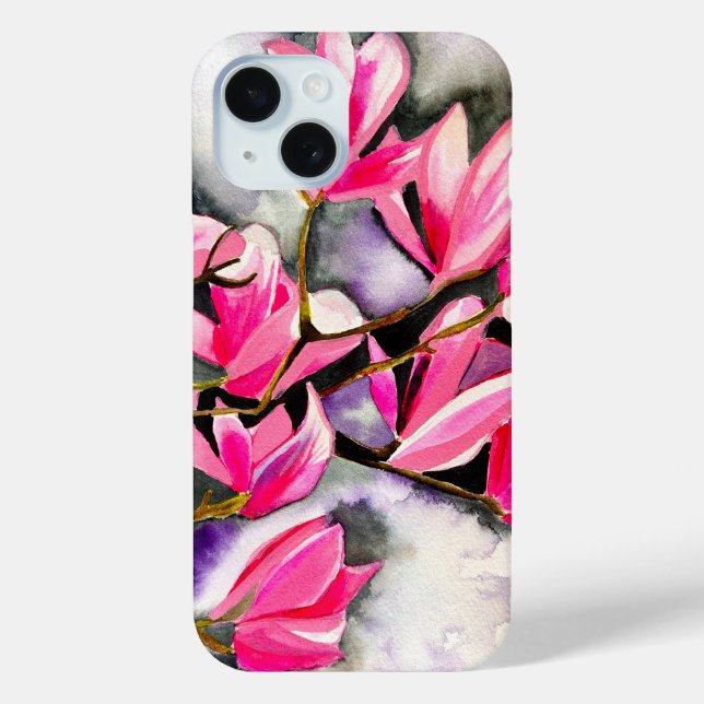 Wasserfarbe Magnolie Rosa Case-Mate iPhone Hülle (Rückseite)