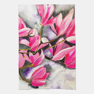 Wasserfarbe Magnolie Rosa Geschirrtuch