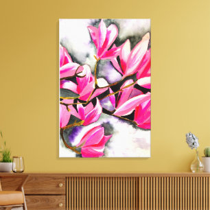 Wasserfarbe Magnolie Rosa Leinwanddruck