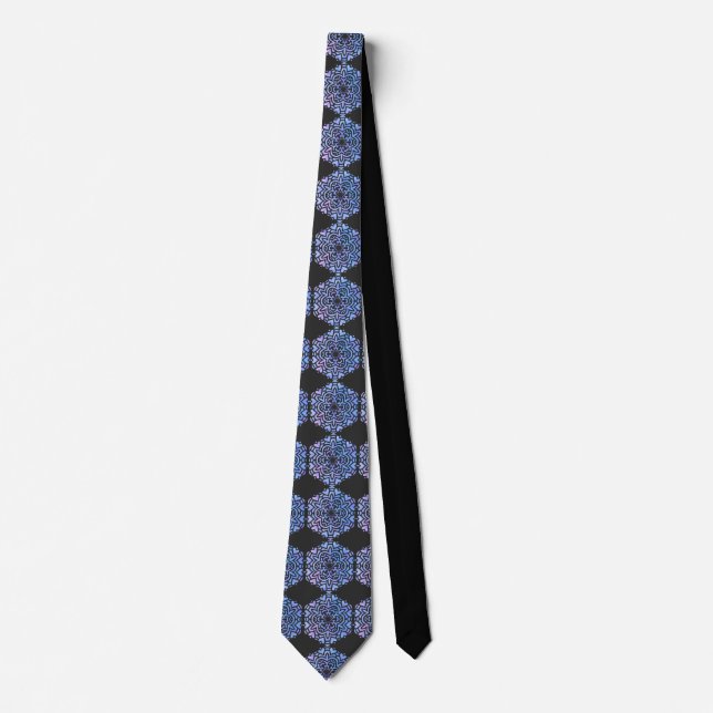 Wasserfarbe Mandala Lila und blau Krawatte (Vorderseite)