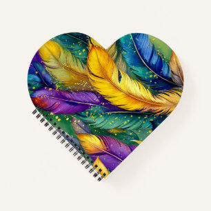 Wasserfarbe Mardi Gras Feather nahtloses Muster Notizbuch