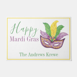 Wasserfarbe Mardi Gras Maske Personalisiert Fußmatte