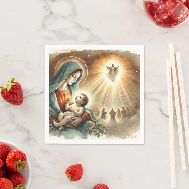 Wasserfarbe Mary & Baby Jesus Krippe Dekoupage Serviette (Beispiel)