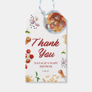 Wasserfarbe Meatball Italienische Babydusche bevor Geschenkanhänger