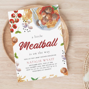 Wasserfarbe Meatball Italienische Babydusche Einladung