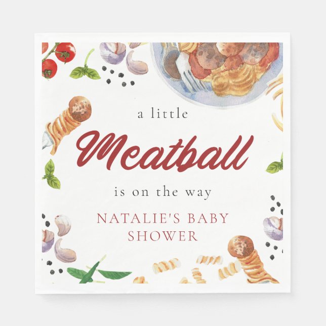 Wasserfarbe Meatball Italienische Babydusche Serviette (Vorderseite)