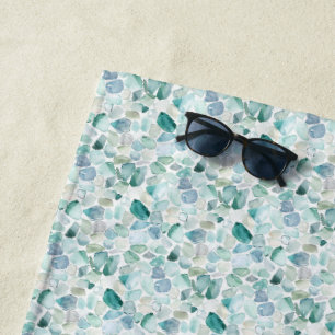 Wasserfarbe Meerwasserglas-Kiesel-Muster in sanfte Strandtuch
