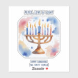 Wasserfarbe Menorah Happy Hanukkah Aufkleber<br><div class="desc">Wasserfarbenfrohe Weihnachtsthemen Senden Sie Ihre Wünsche mit dieser Urlaubskarte,  die ein Atemberaubendes Happy Hanukkah enthält</div>