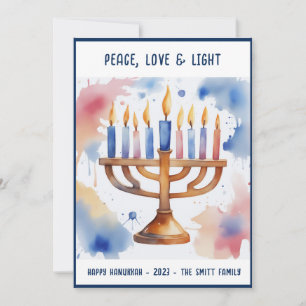 Wasserfarbe Menorah Happy Hanukkah Feiertagskarte