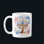 Wasserfarbe Menorah Happy Hanukkah Kaffeetasse<br><div class="desc">Wasserfarbenfrohe Weihnachtsthemen Senden Sie Ihre Wünsche mit dieser Urlaubskarte, die ein Atemberaubendes Happy Hanukkah enthält</div>