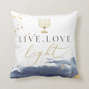 Wasserfarbe Menorah Live Liebe Light Hanukkah Kissen