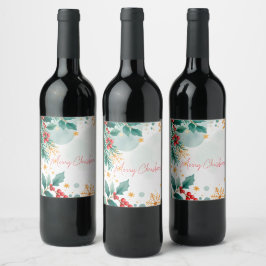 Wasserfarbe Merische Weihnachtsweine-Label - Elega Weinetikett