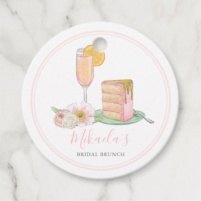 Wasserfarbe Mimosa und Tropfen Bridal Brunch Brida Geschenkanhänger (Vorderseite)