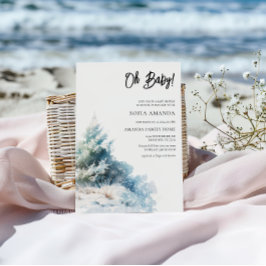 Wasserfarbe Minimalistisch Winter Baby Dusche Einladung
