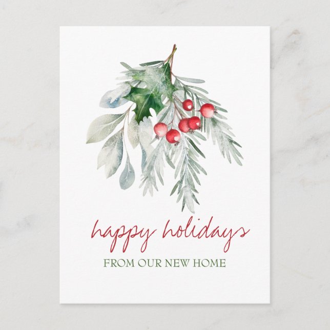 Wasserfarbe Mistletoe Ankündigungspostkarte (Vorderseite)
