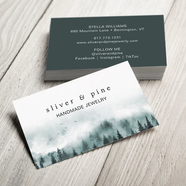 Wasserfarbe Misty Mountain Visitenkarte (Watercolor Misty Mountain Business Card)