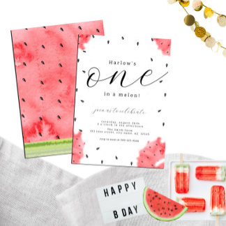 Wasserfarbe Modern Einmal im Melon Rote Wassermelo Einladung