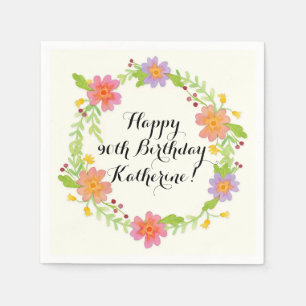 Wasserfarbe Moderne Blumengeburtsparty Dekoration Serviette