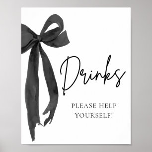 Wasserfarbe Moderne Elegante Black Bow Drinks Zeic Poster