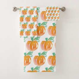 Wasserfarbe Moderne Orange Pumpkins Badhandtuch Set