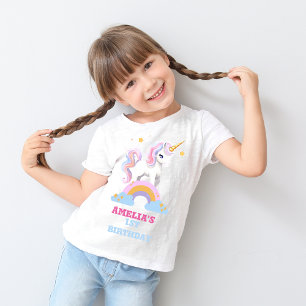 Wasserfarbe Moderner Regenbogen Einhorn Geburtstag Baby T-shirt