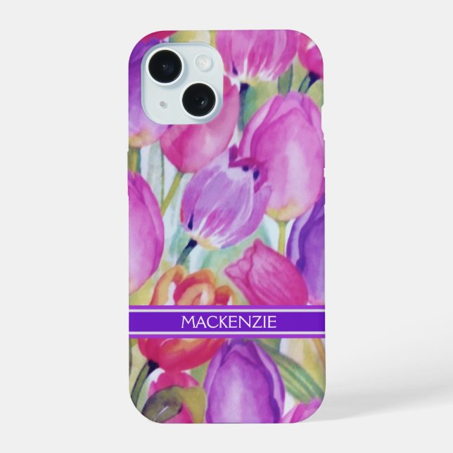 Wasserfarbe Monogramm iPhone 15 Hülle (Rückseite)