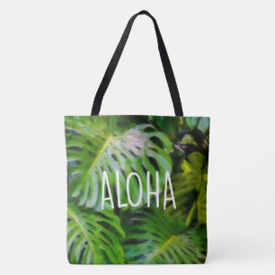 Wasserfarbe Monstera Aloha Hawaiian Beach Bag Tasche