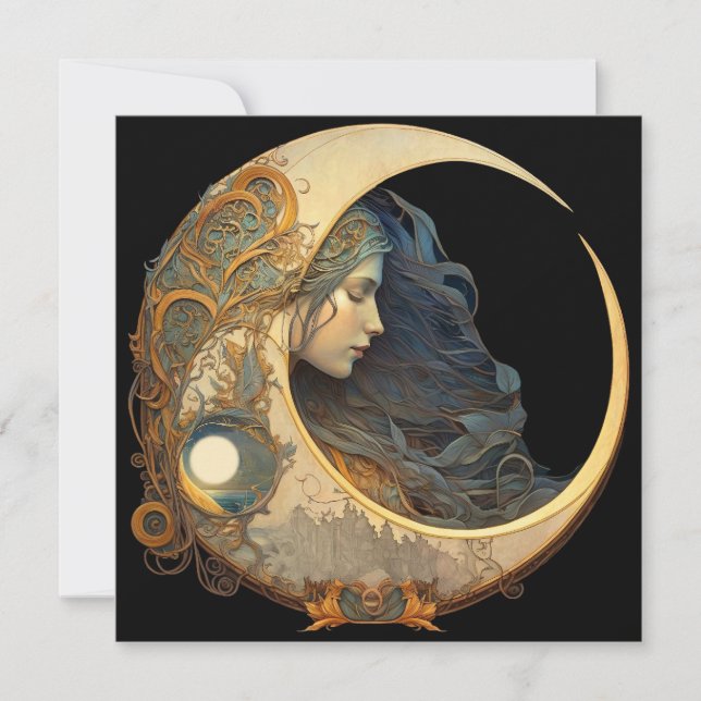 Wasserfarbe Moon Goddess Mitteilungskarte (Vorderseite)