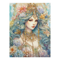 Wasserfarbe Mysteriös Maiden
