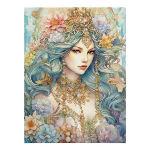 Wasserfarbe Mysteriös Maiden Poster