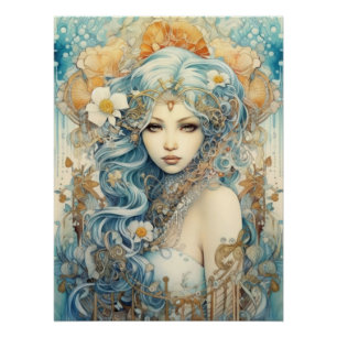 Wasserfarbe Mysteriös Maiden Poster
