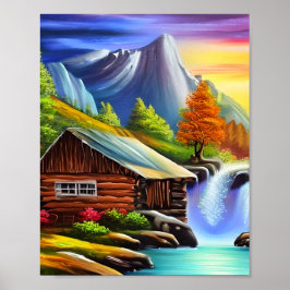 Wasserfarbe Natur Bergsee-Zauber Poster