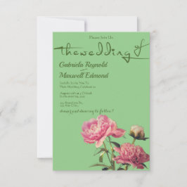 Wasserfarbe Natur Grüne Peony Hochzeit Einladung