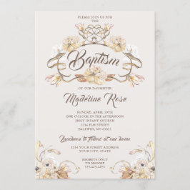 Wasserfarbe Natürliche getrocknete Blume Taufe Einladung