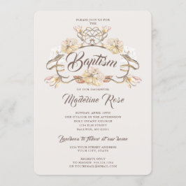 Wasserfarbe Natürliche getrocknete Blume Taufe Einladung