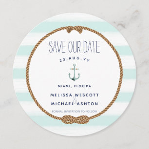 Wasserfarbe Nautic Knot Sea Foods Save the Date Einladung