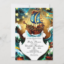Wasserfarbe Nautical Pirate Baby Dusche