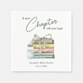 Wasserfarbe Neue Kapitel Babydusche Serviette