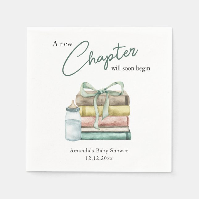 Wasserfarbe Neue Kapitel Babydusche Serviette (Vorderseite)