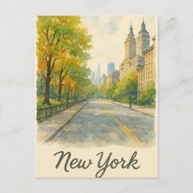 Wasserfarbe neue York Postkarte (Vorderseite)