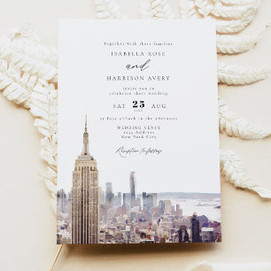 Wasserfarbe New York City Skyline-Malerei Hochzeit Einladung