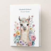 Wasserfarbe Niedlich Alpaca mit Wildblumen