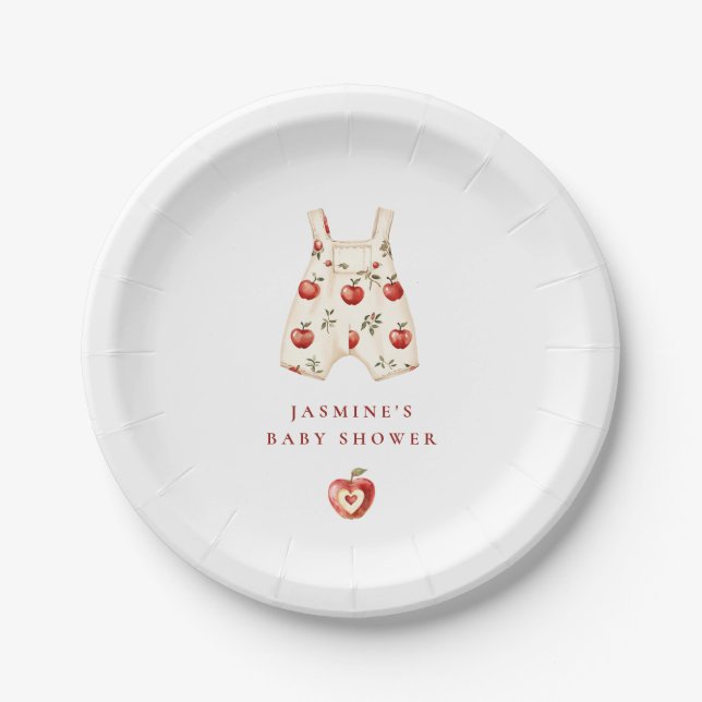 Wasserfarbe niedlich Apple Romper Babydusche Pappteller (Vorderseite)