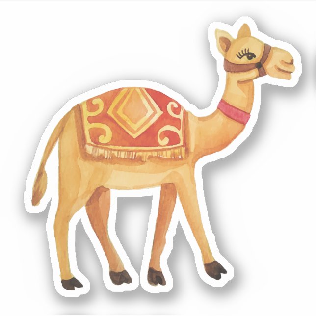 Wasserfarbe Niedlich Arabian Kamelaufkleber Aufkleber (Vorderseite)