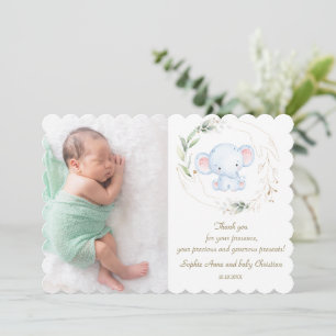 Wasserfarbe Niedlich Baby Elephant Safari Babydusc Dankeskarte