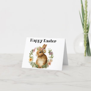Wasserfarbe Niedlich Bunny Floral Happy Osterkarte Feiertagskarte